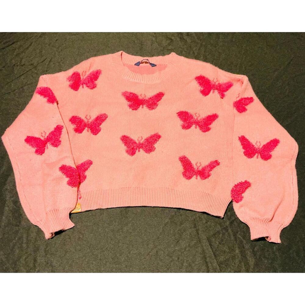 Simply Southern Butterfly Sweater NWT Pink Size S Simply Southern
